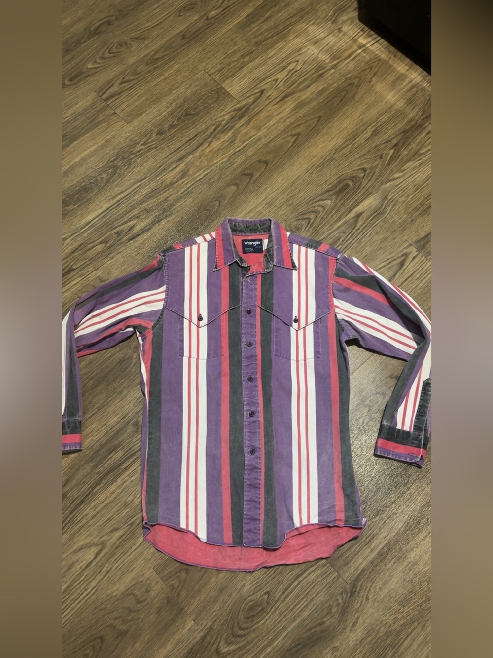 Vintage 90s Wrangler brushpopper Men’s Purple black white & Pink Stripe